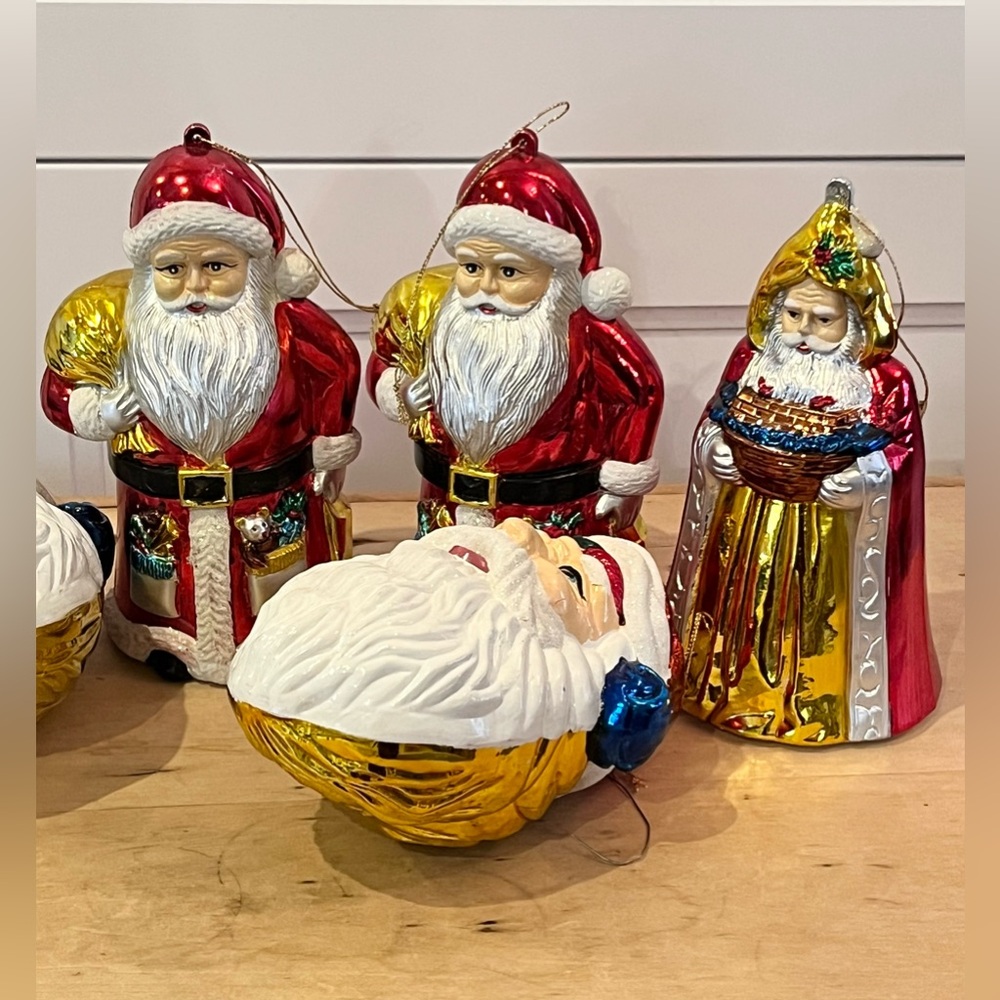 5 Large Festive Santa Claus Holiday Figurines Set